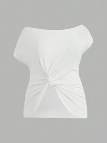 SHEIN SXY 加大尺碼女士3入組扭結打結下擺t恤組合套裝 - 彩色 - 查看 10