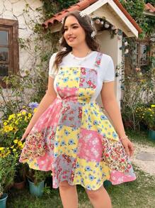 SHEIN SunnyBelle Váy treo hoa in hoa cỡ lớn dành cho nữ - Nhiều màu - Xem 1