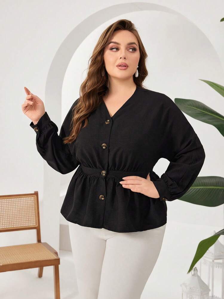 Women's Plus Size Single-Breasted Long Sleeve Fashionable Shirt Fall Cloth For Women