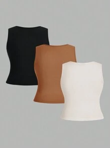 Flirla Top De Depósito Plisado De Color Sólido Para Mujer De Talla Grande - Multicolor - Ver 2