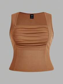 Flirla Top De Depósito Plisado De Color Sólido Para Mujer De Talla Grande - Multicolor - Ver 8