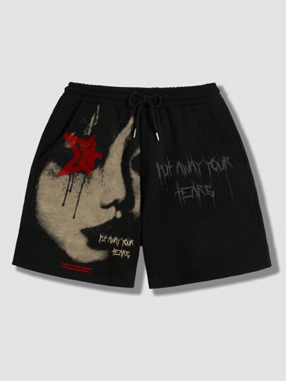 Street Life Pantalones cortos con gráfico de figura, cintura con cordón, adecuados para el uso diario en primavera y verano, escuela