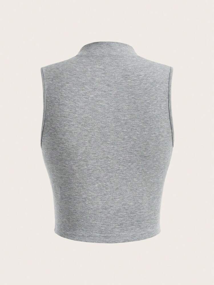 Stand Collar Bowknot Print Tank Top For Summer
