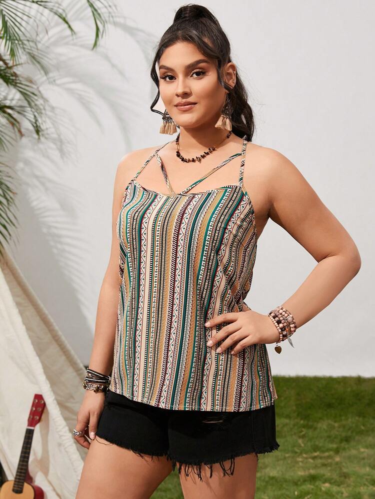 Plus Size Geometric Printed Casual Camisole