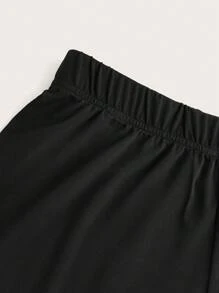 Slaydiva Conjunto informal de verano para mujer de top tipo camiseta y shorts con gráfico del número 23, un conjunto de 2 piezas - Negro - Ver 5