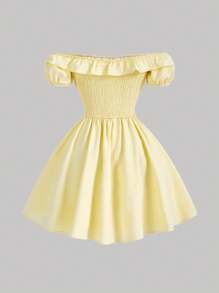 SHEIN MOD Women'S Off-The-Shoulder Tie-Front Dress - Yellow - View 2