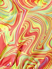 SHEIN WYWH Plus Size Women's Marble Printed Halter Top For Vacation Style