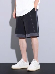 Claim Dot Quần short thắt lưng dây rút Colorblock cho nam - màu đen - Xem 5