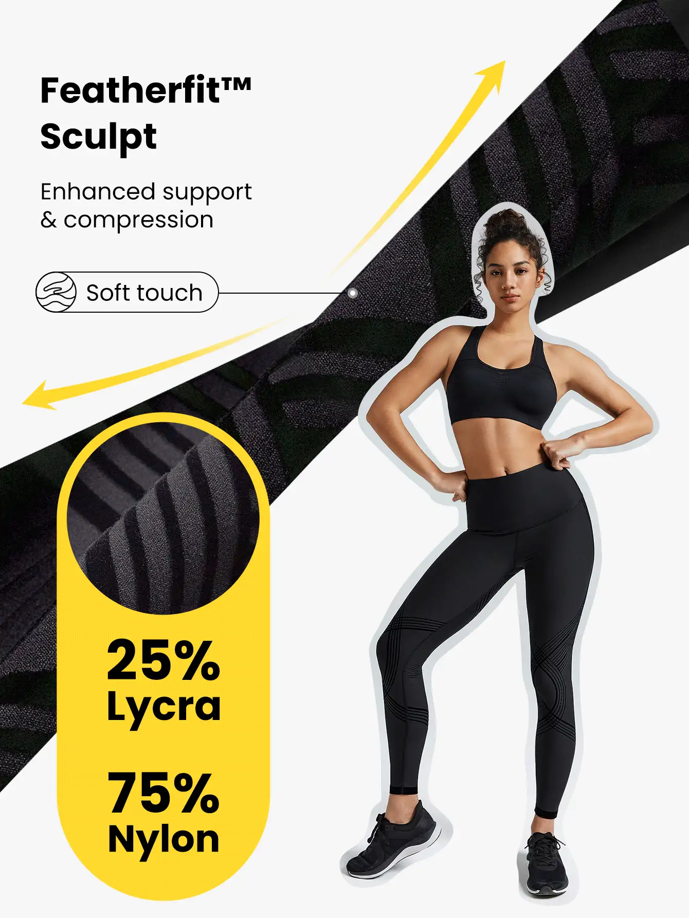 GLOWMODE 24英寸featherfit™-sculpt 3d技術控腹反轉緊身褲,中等運動影響力,適用於慢跑、健身和騎自行車