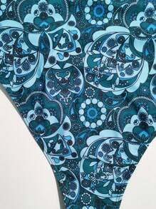 TrendSteals Plus Size Paisley Print One Piece Swimsuit Summer - Green - View 3