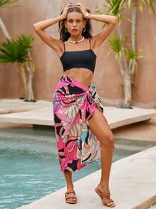 SHEIN VCAY Kỳ nghỉ Phong cách Hoa In Váy Đối với phụ nữ - trắng - Xem 6