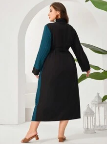 Modelyn 大尺碼色塊拼接時尚連衣裙