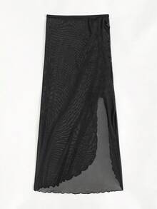 Swim Vcay 女士分割式前排網遮罩衣 - 黑色 - 查看 6