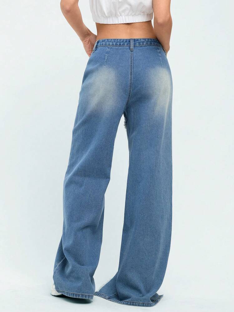 Women's Asymmetrical Frayed Hem Jeans