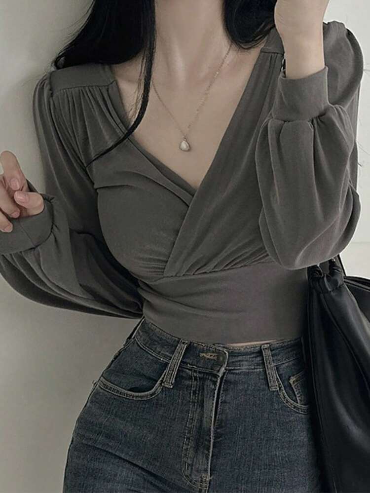 Women's V-Neck Long Sleeve T-Shirt,Fall Clothes,Back To School Clothes