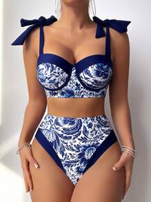 SHEIN Swim Bộ Bikini In Hoa Cho Nữ (Có Đệm & Gọng), Đi Biển Mùa Hè - Nhiều màu - Xem 3