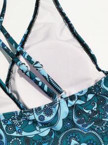 TrendSteals Plus Size Paisley Print One Piece Swimsuit Summer - Green - View 5