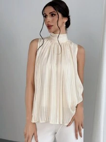 Firerie 女士後綁帶褶皺a字恤衫,適用於約會、婚禮季節和工作 - 綠色 - 查看 1