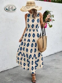 SHEIN VCAY Váy không tay - Màu xanh lam - Xem 4