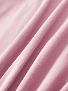 INAWLY Solid Color Round Neck Casual Short Sleeve T-Shirt - Baby Pink - View 5