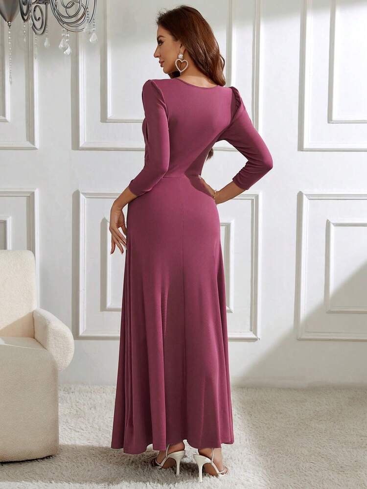 Women's V-Neck Ruched Detail Dress, Wedding Guest Dress