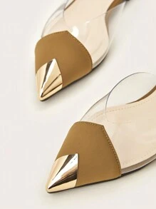 2025 Herbst Neu Frühling/Sommer Spitze Zehen transparente Glas Jelly PVC flache niedrige Damen sexy Pantolette, Mule