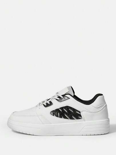 Regalo festivo, zapatillas deportivas casuales urbanas y cómodas para mujeres en color blanco con negro KPU, estilo minimalista, con cordones, para caminar y hacer skateboard, ideales para Año Nuevo y Día de San Valentín