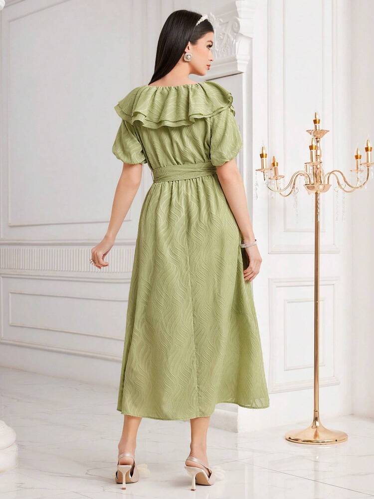 Women's Textured Lantern Sleeve Dress