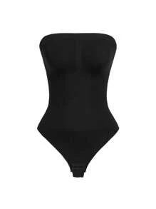 SHAPORA Của phụ nữ Màu thuần Quây Áo liền quần chặt Áo Shapewear - màu đen - Xem 6