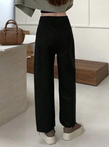 Dazy Designer Loose Black Banana Pants - Black - View 2