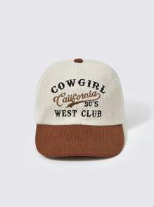 SHEIN 1入組英語字母刺繡流行棒球帽 - 米色 - 查看 1