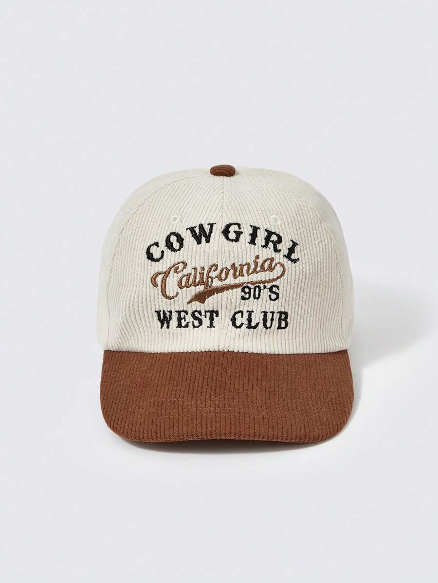 SHEIN 1入組英語字母刺繡流行棒球帽 - 米色 - 查看 1