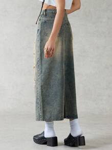 Forever 21 Women's Distressed Denim Skirt - Blue - View 2