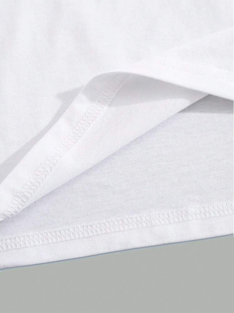 Men's Cartoon Print Round Neck Casual Commuter T-Shirt - White - View 3