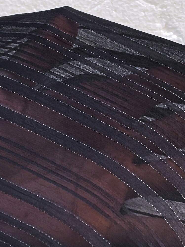 Plus Size Women's Loose See-Through Short Sleeve Shirt, Halter Tank Top And Pants 3pcs Set