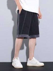Claim Dot Quần short thắt lưng dây rút Colorblock cho nam - màu đen - Xem 4