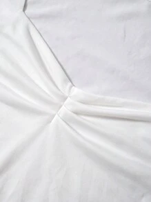 春夏新款INS甜心领长袖侧开衩Y2K露脐短款T恤休闲白色 - 白色 - 查看 8