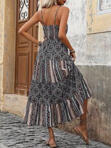 SHEIN Holidaya Đầm Maxi In Cổ Chữ V, Thắt Eo, Dây Buộc, Trang Phục Đi Biển Cho Nữ - Nhiều màu - Xem 2