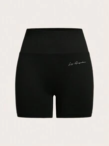 SHEIN EZwear 4 件装休闲字母图案针织骑行短裤紧身裤女款夏季 - 彩色 - 查看 5