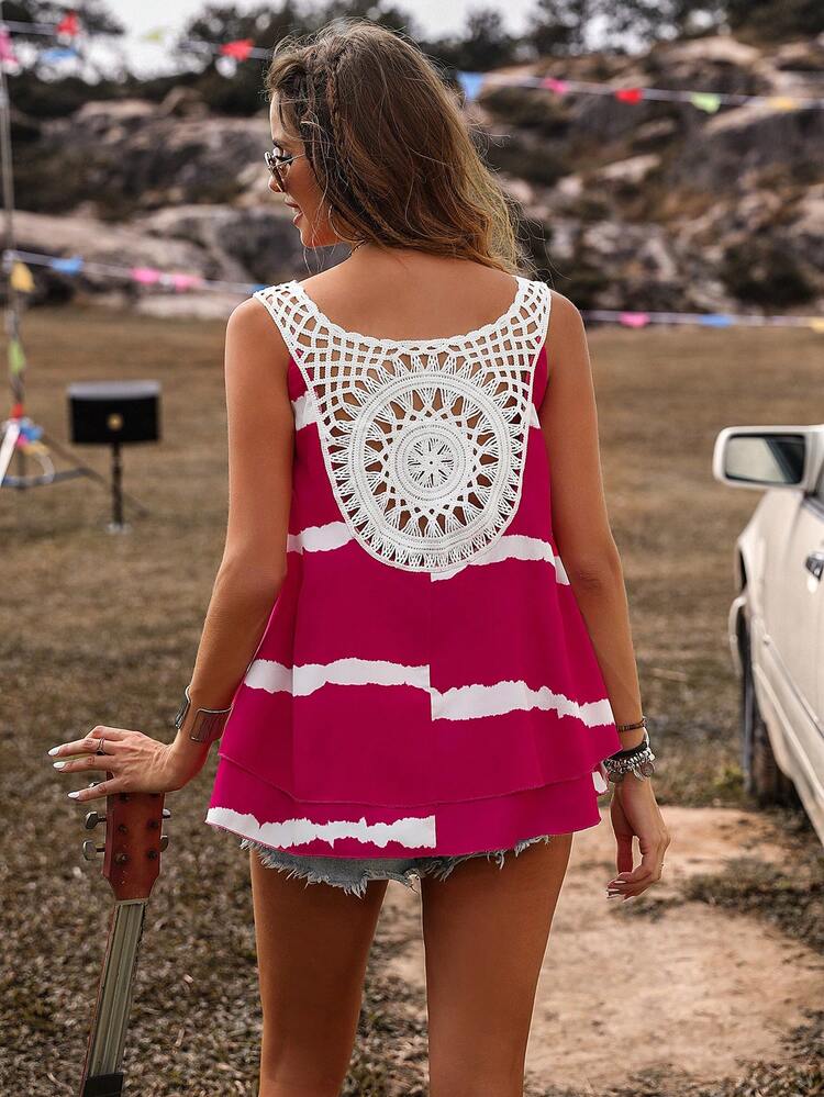 Women's Tie Dye Shirt With Hollow Out Back Design