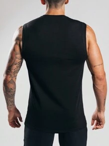 Gym Rark 男士标语图案运动背心健身上衣压缩衣 - 黑色 - 查看 2