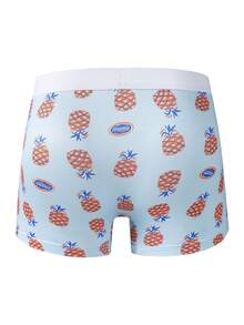 Men's Pineapple & Letter Printed Boxer Briefs - White - View 2