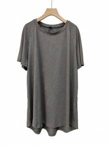 SHEIN LUNE Kích thước lớn Của phụ nữ Tay Raglan Áo thun - Màu xám đen - Xem 1
