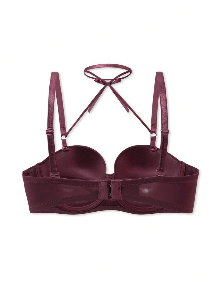 Women's Solid Color Crossed Halter Neck Bra , 3 Pcs