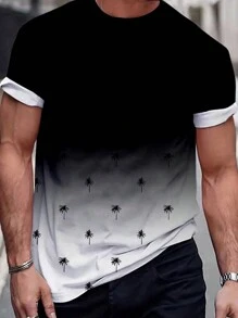 Manfinity Homme 男士漸變椰樹印花短袖t恤 - 彩色 - 查看 3