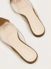 2025 Herbst Neu Frühling/Sommer Spitze Zehen transparente Glas Jelly PVC flache niedrige Damen sexy Pantolette, Mule