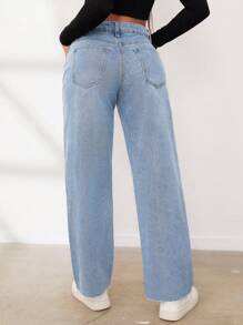 American Casual Knee Ripped Women Denim Jeans, All Season - Light Wash - View 2