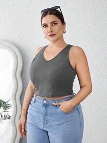 SHEIN Essnce Plus Size Multiple Pack Cropped Ribbed Knit Distressed Tank Top - Multicolor - View 4
