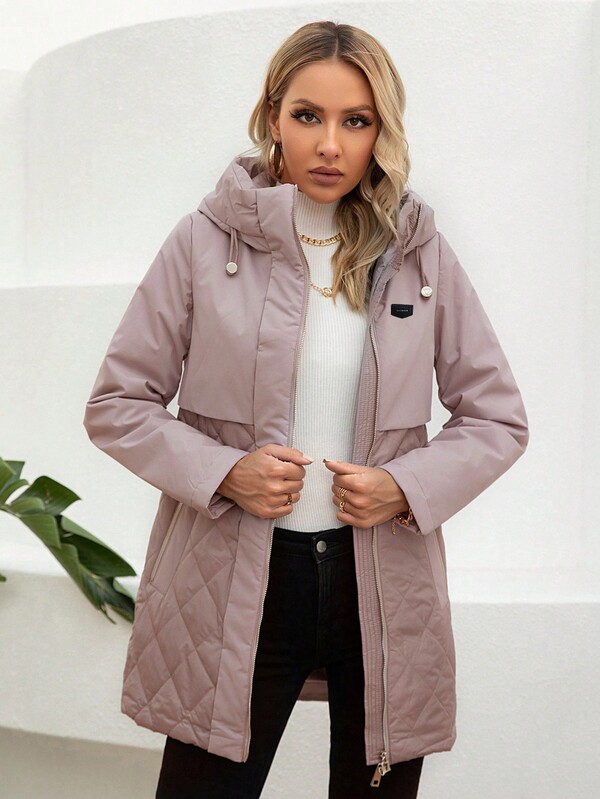 GASMAN Cappotto imbottito con cappuccio con cordoncino donna con lettera ricamata