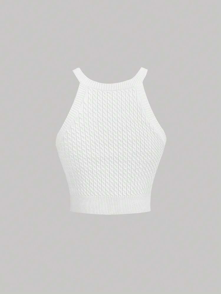 Casual Basic Solid Color Knitted Top, Versatile Style